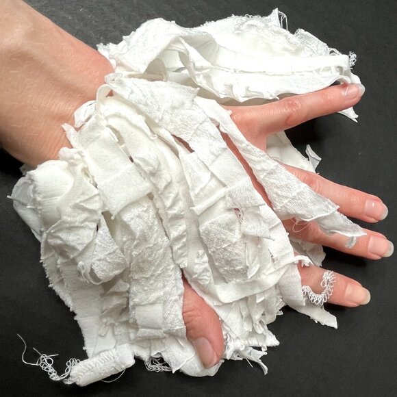 Fringe Hair Tie Off White Textured Dreadfalls Mummy Halloween Costume Cosplay OS - Picture 5 of 5